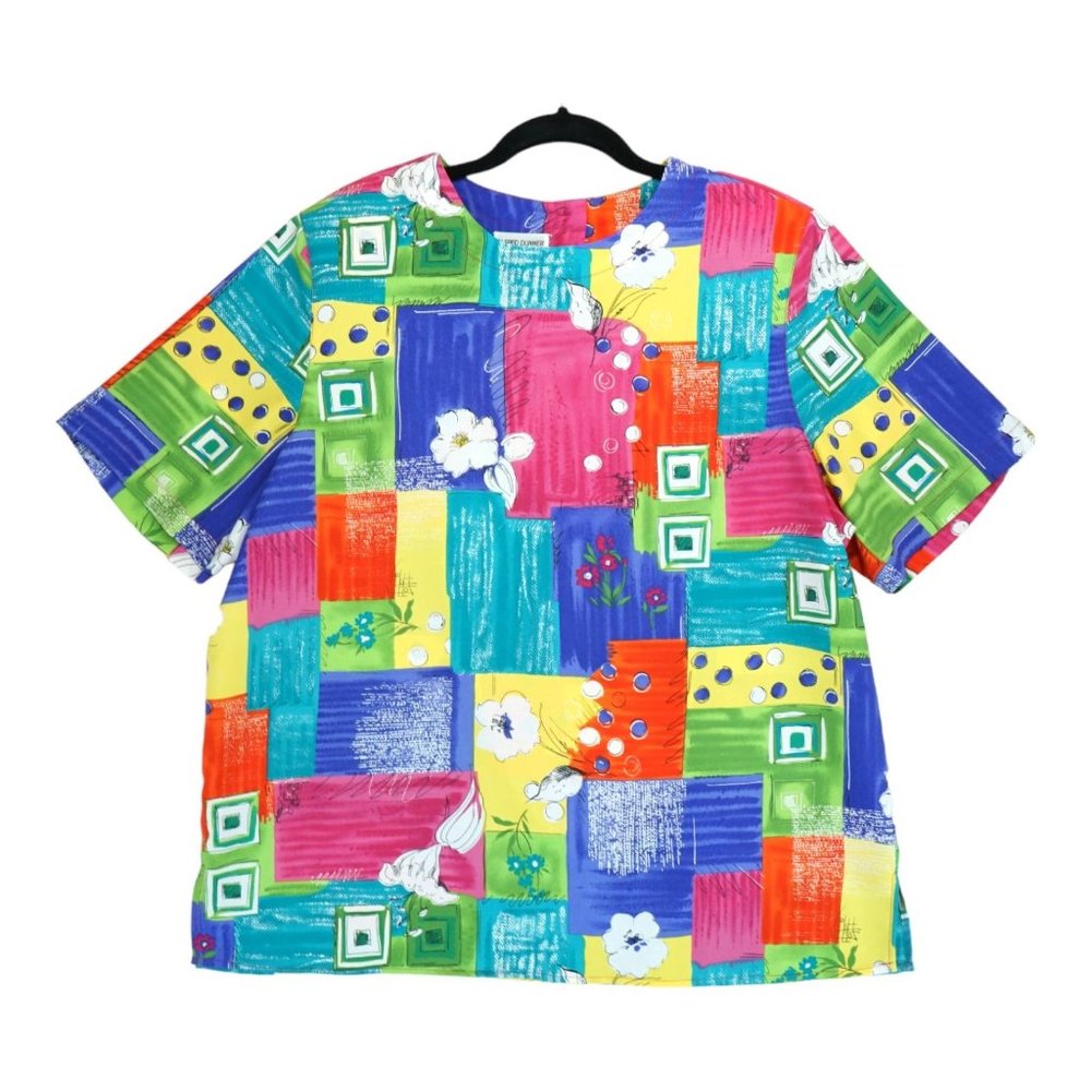 Vintage Alfred Dunner Size‎ 18 Colorful Polyester Button up shirt